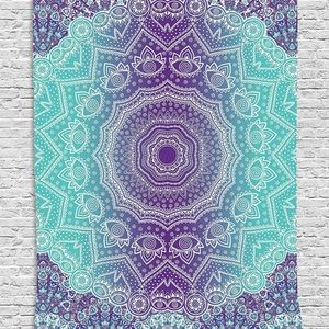 Satin Tapestry turquoise and purple 60w x 80 long